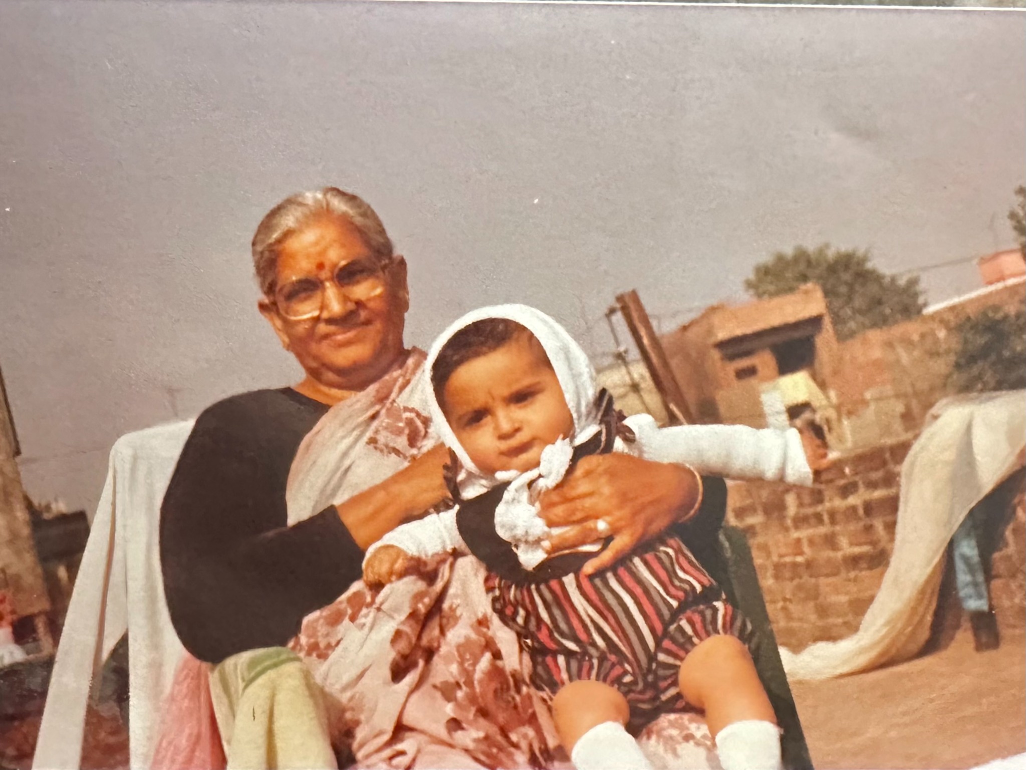 Childhood photograph with grandmother