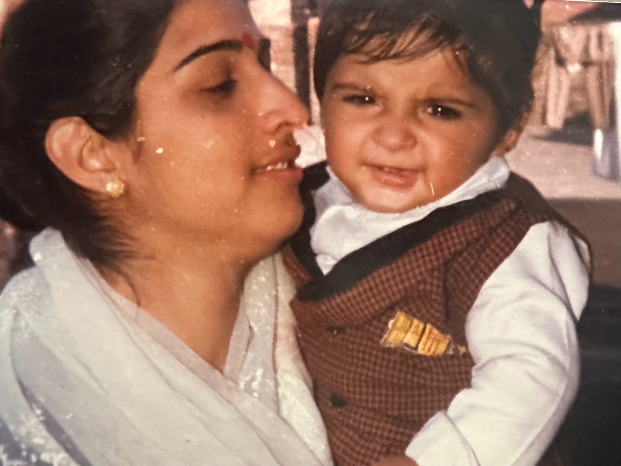 Childhood photograph with mother